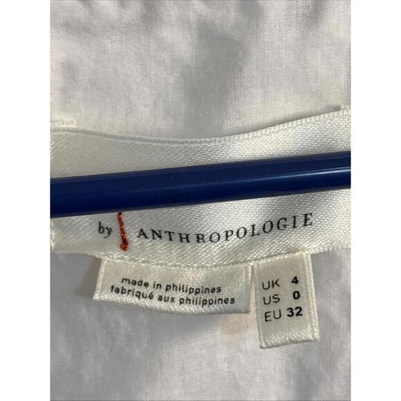 Anthropologie Women’s Eyelet Romper White Button Front Size 4 Missing Belt - Picture 3 of 15